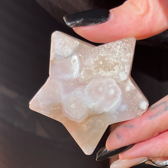 Flower Agate carved star & moon crystal pair 🌙⭐️✨ - Picture 5 of 9